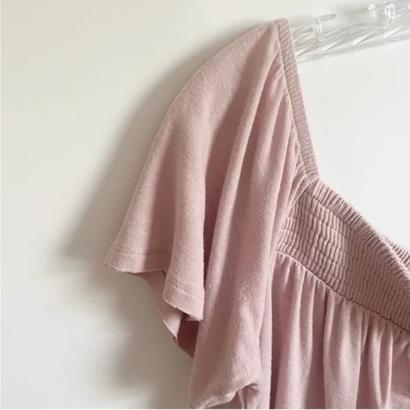 American Eagle shirt blush pink lace up off the shoulder flowy - Picture 3 of 10